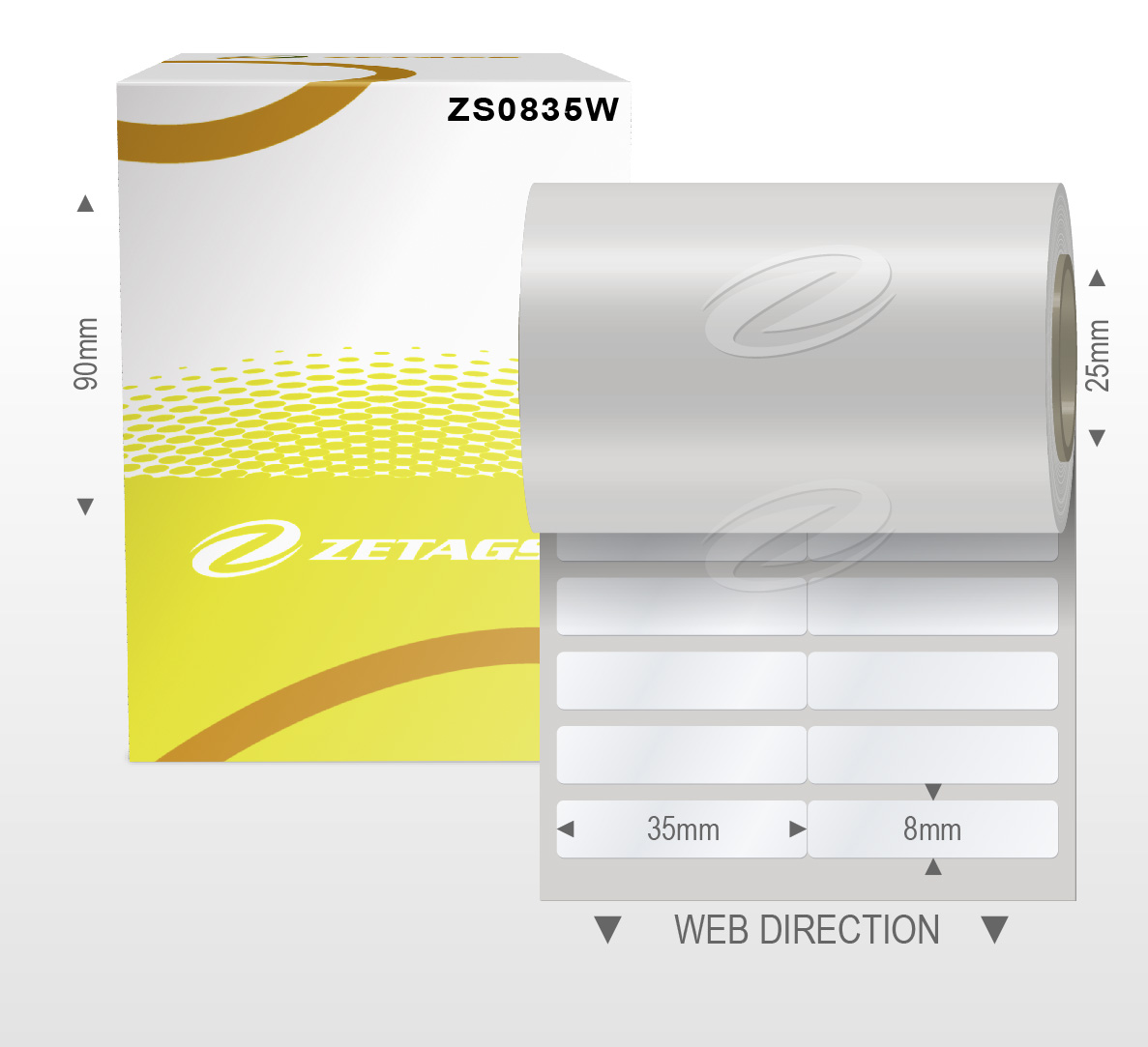 ZETAGS ZS0835 WHITE RECTANGULAR LABELS